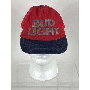 Vintage Bud Light Trucker Mesh Snapback Hat Cap Red/Navy Blue One Size F235